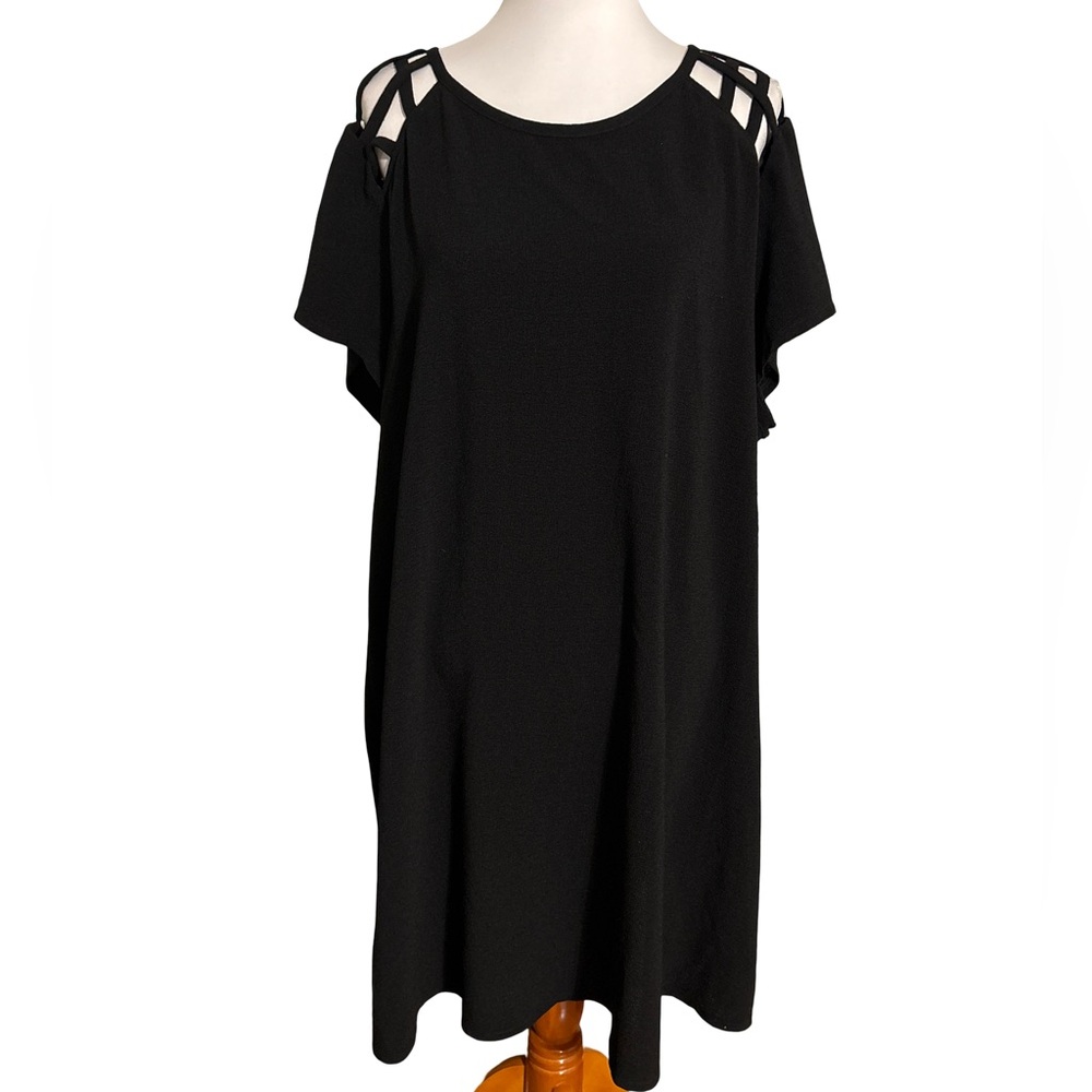 Speechless Black Cold Shoulder Midi Dress